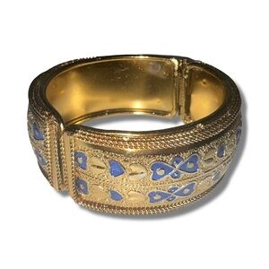 Gold Tone & Blue Hinge Bracelet